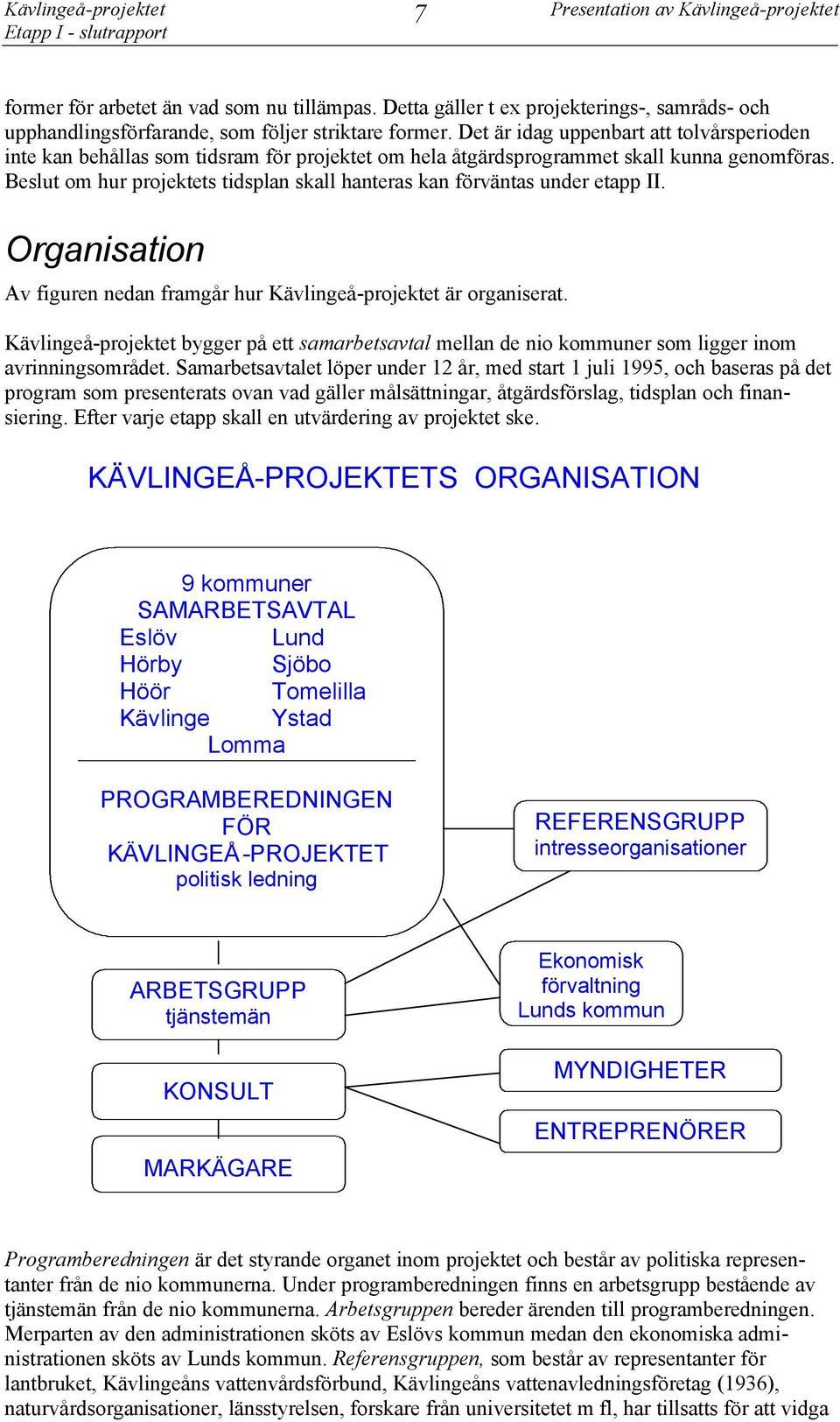 Det är idag uppenbart att tolvårsperioden inte kan behållas som tidsram för projektet om hela åtgärdsprogrammet skall kunna genomföras.
