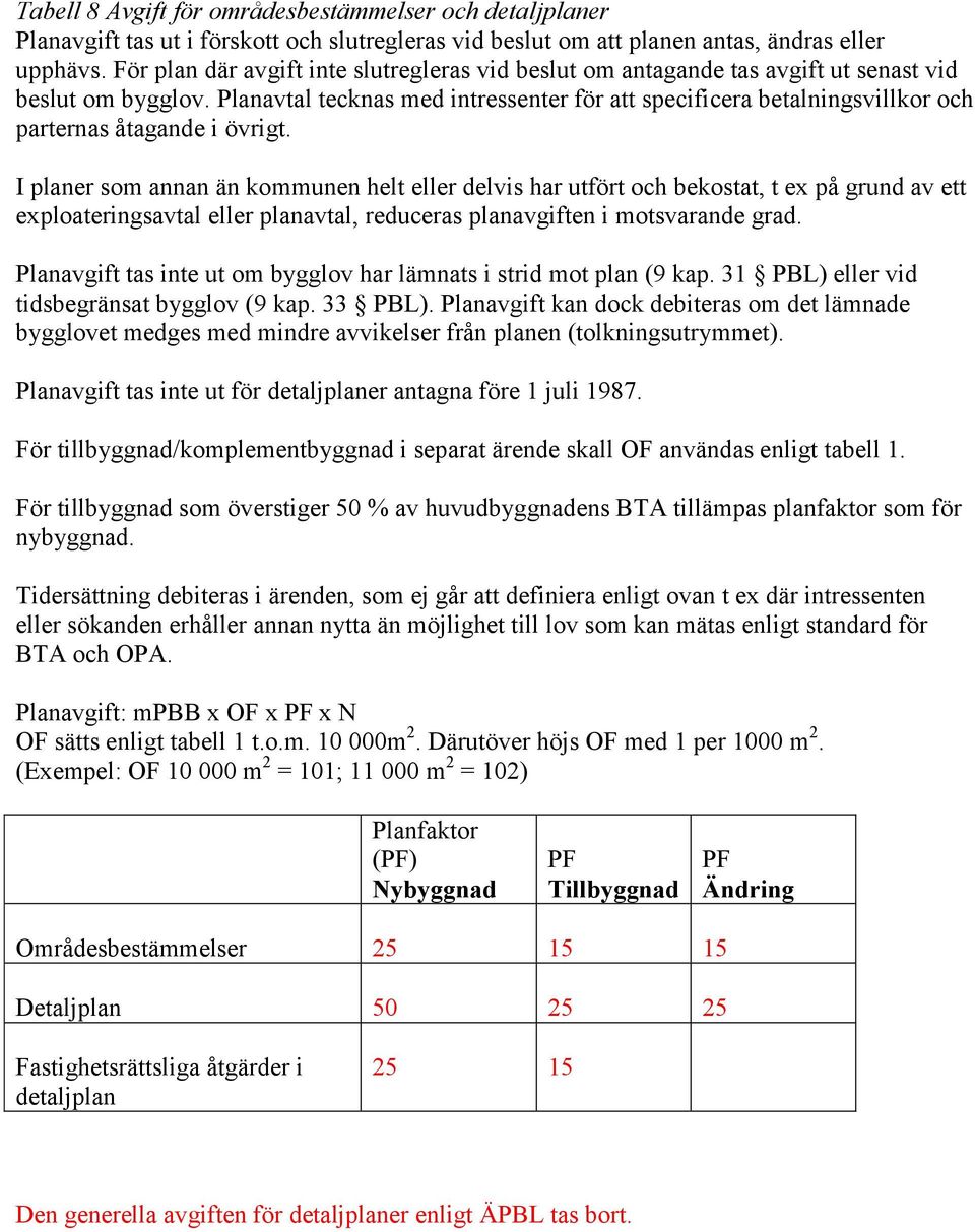 Planavtal tecknas med intressenter för att specificera betalningsvillkor och parternas åtagande i övrigt.