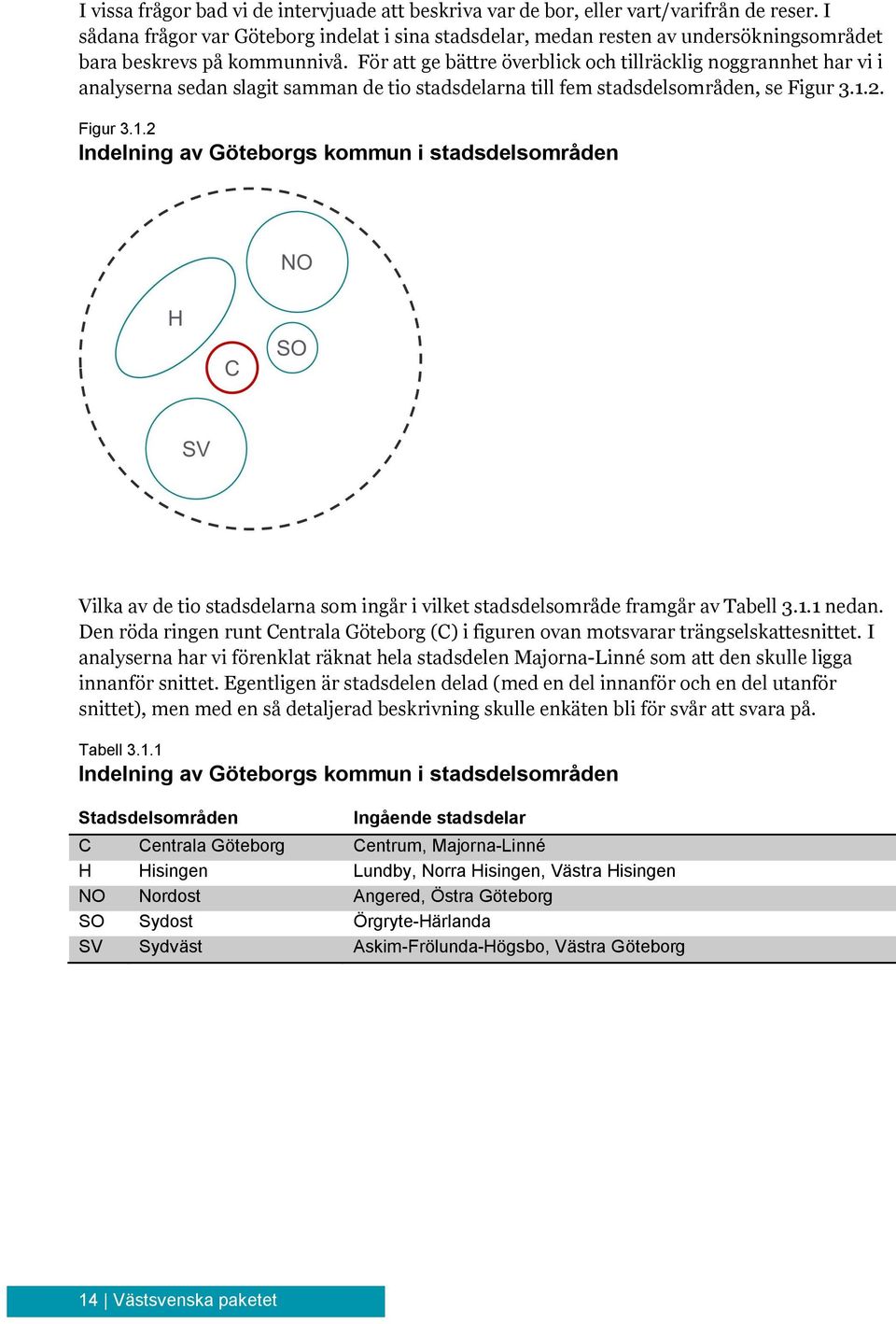 För att ge bättre överblick och tillräcklig noggrannhet har vi i analyserna sedan slagit samman de tio stadsdelarna till fem stadsdelsområden, se Figur 3.1.