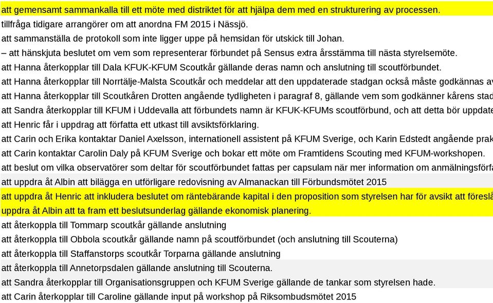 att återkopplar till Dala KFUK-KFUM Scoutkår gällande deras namn och anslutning till scoutförbundet.