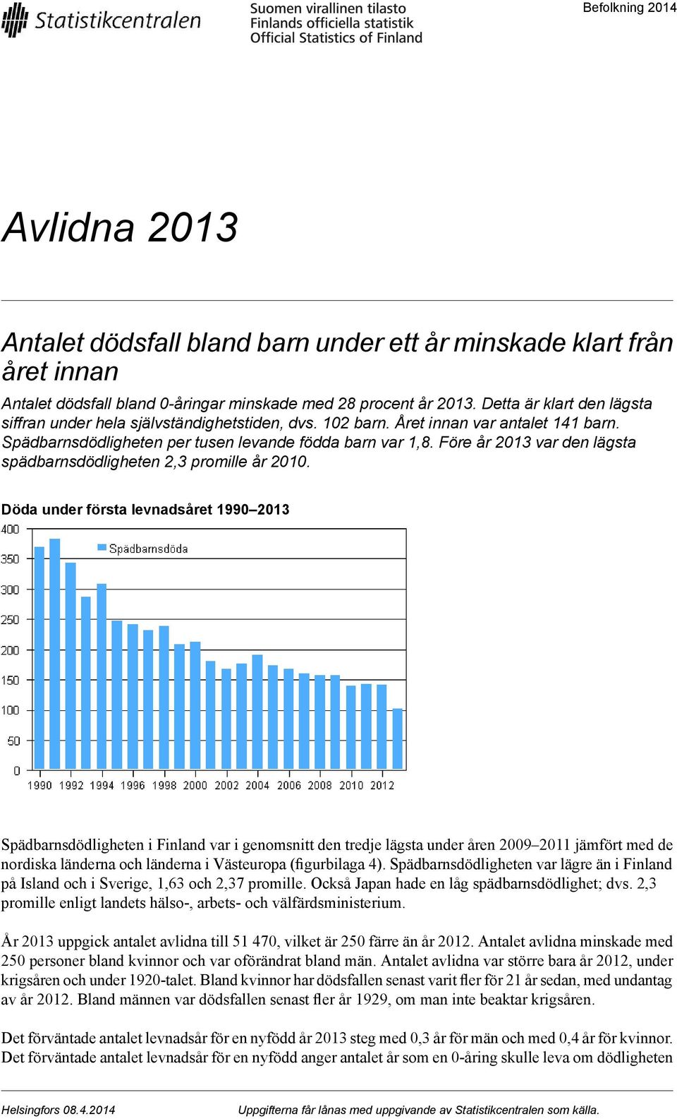 Före år 2013 var den lägsta spädbarnsdödligheten 2,3 promille år 2010.