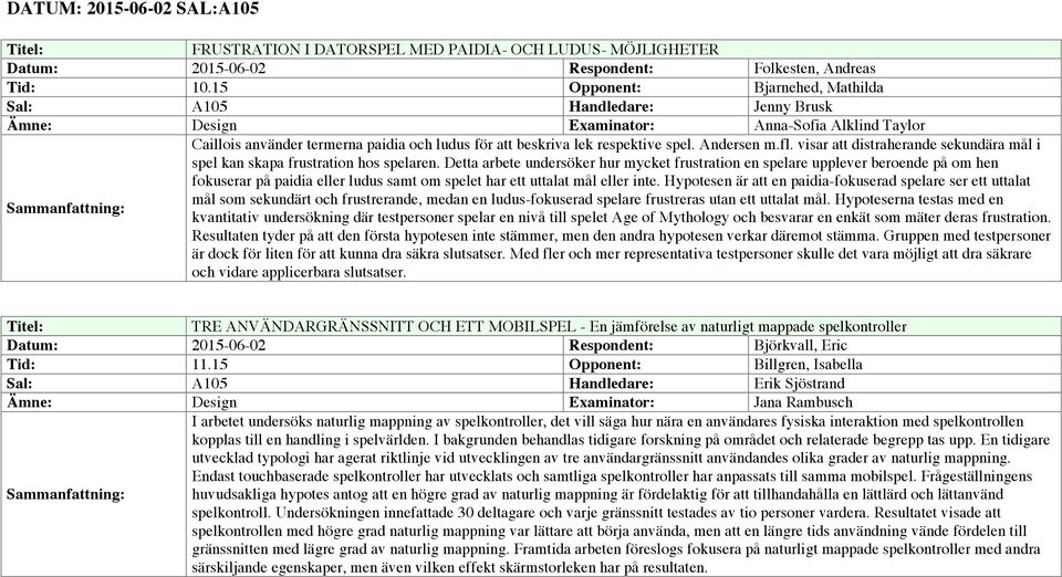 Andersen m.fl. visar att distraherande sekundära mål i spel kan skapa frustration hos spelaren.