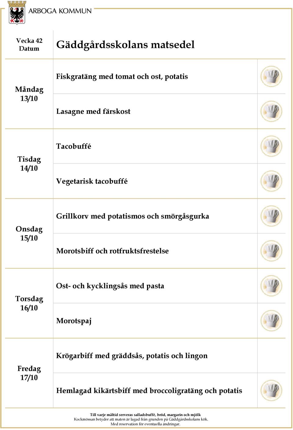 Morotsbiff och rotfruktsfrestelse 16/10 Ost- och kycklingsås med pasta Morotspaj