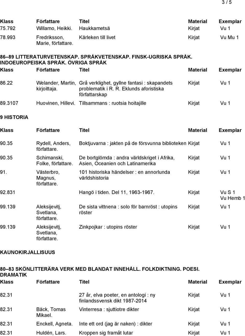 Tillsammans : ruotsia hoitajille 9 HISTORIA 90.35 Rydell, Anders, 90.35 Schimanski, Folke, 91.