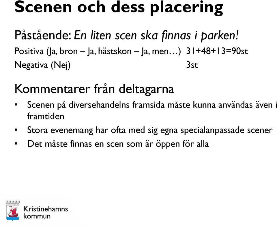 från deltagarna Scenen på diversehandelns framsida måste kunna användas även i framtiden