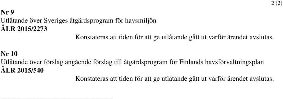 Nr 10 Utlåtande över förslag angående förslag till åtgärdsprogram för Finlands