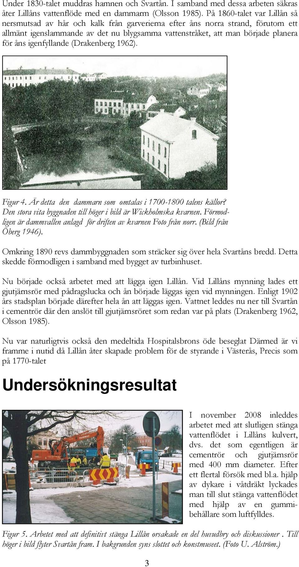 igenfyllande (Drakenberg 1962). Figur 4. Är detta den dammarn som omtalas i 1700-1800 talens källor? Den stora vita byggnaden till höger i bild är Wickholmska kvarnen.