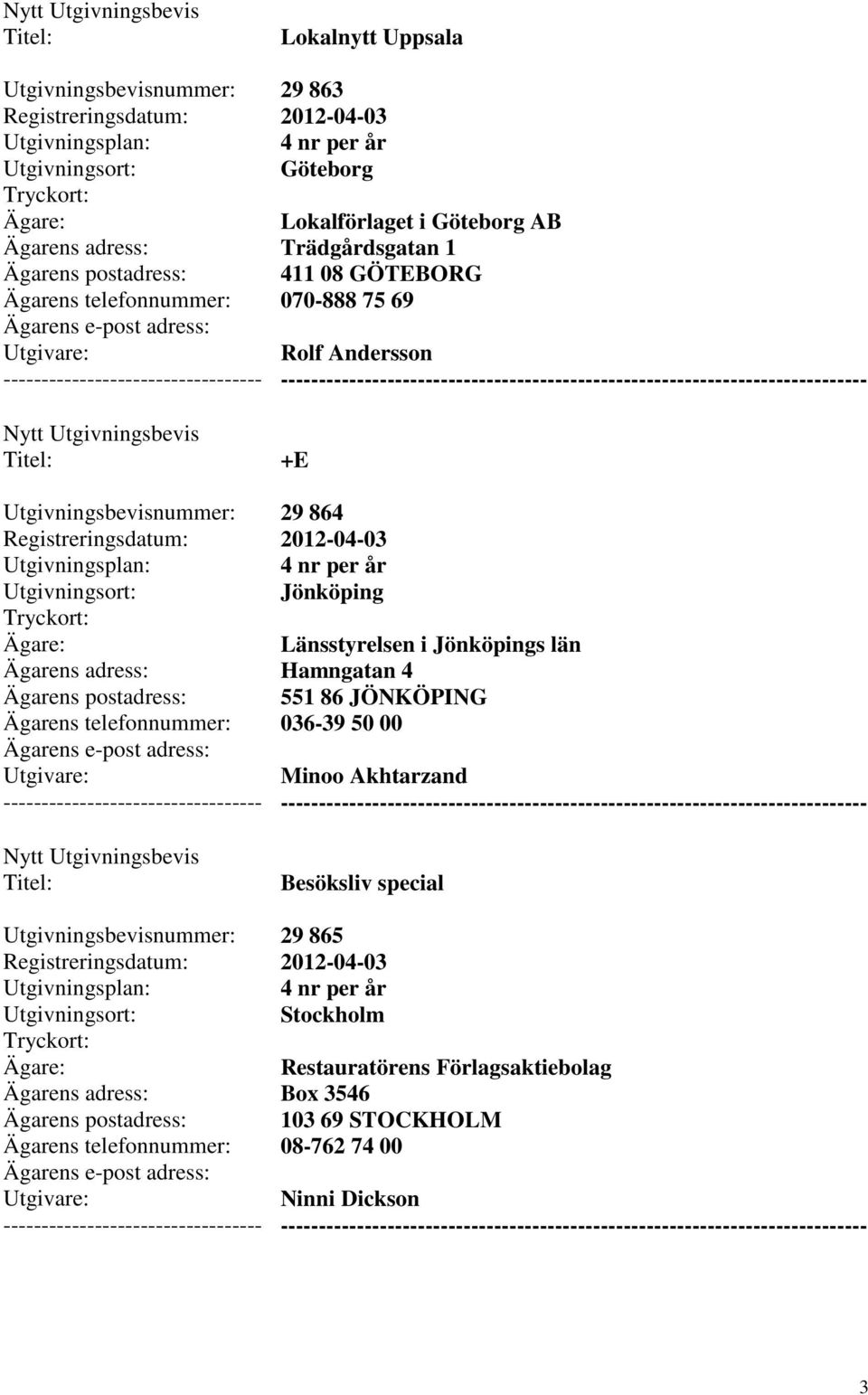 län Hamngatan 4 551 86 JÖNKÖPING 036-39 50 00 Minoo Akhtarzand Besöksliv special 29