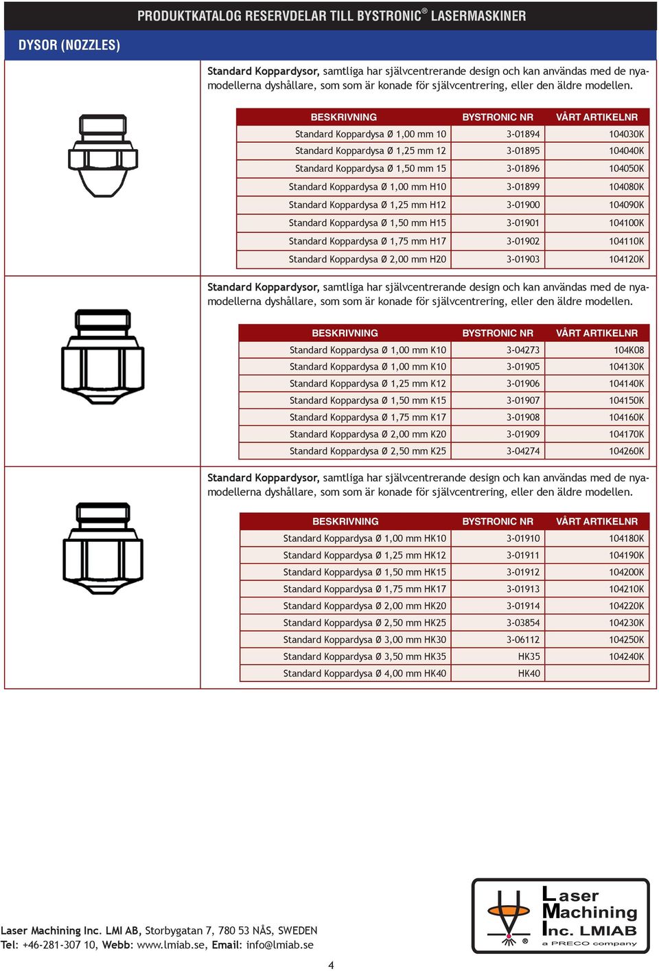 Standard Koppardysa Ø 1,25 mm H12 3-01900 104090K Standard Koppardysa Ø 1,50 mm H15 3-01901 104100K Standard Koppardysa Ø 1,75 mm H17 3-01902 104110K Standard Koppardysa Ø 2,00 mm H20 3-01903 104120K