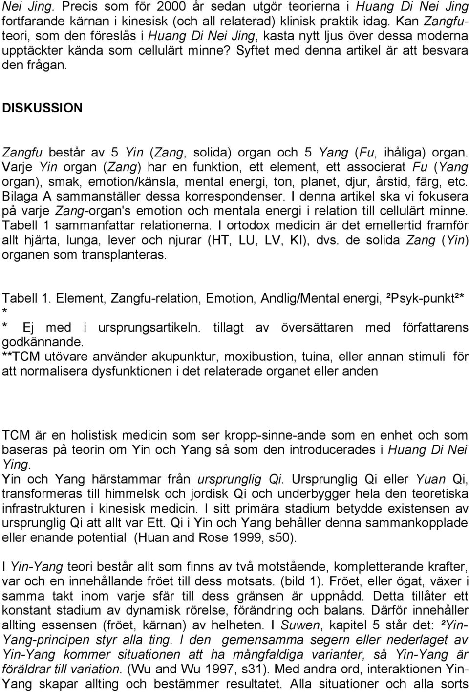 DISKUSSION Zangfu består av 5 Yin (Zang, solida) organ och 5 Yang (Fu, ihåliga) organ.