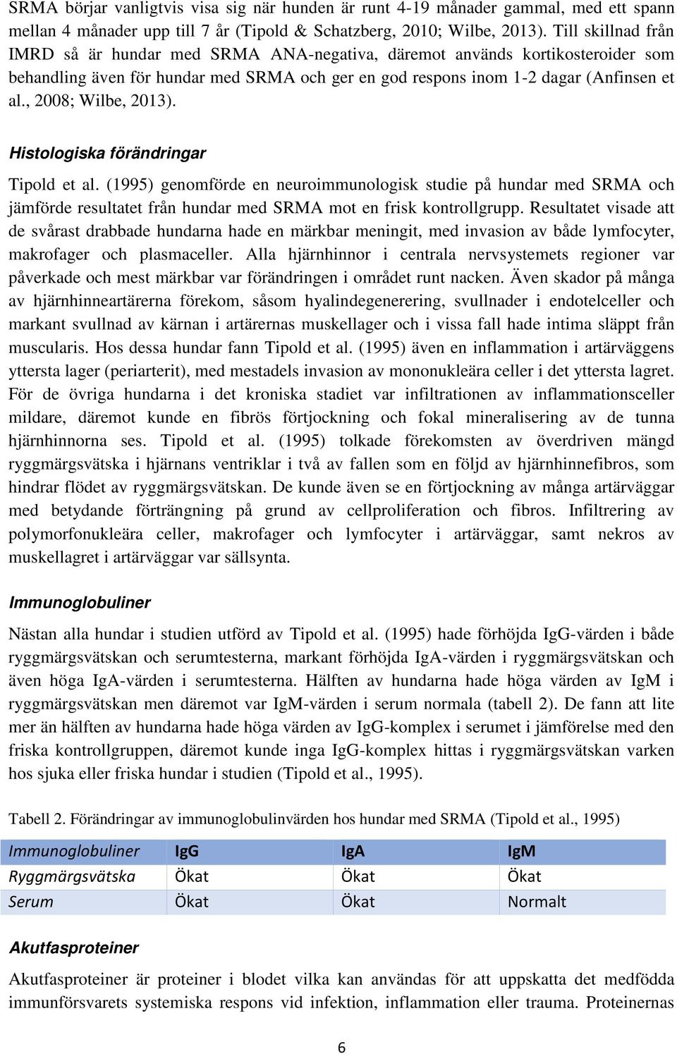 , 2008; Wilbe, 2013). Histologiska förändringar Tipold et al. (1995) genomförde en neuroimmunologisk studie på hundar med SRMA och jämförde resultatet från hundar med SRMA mot en frisk kontrollgrupp.