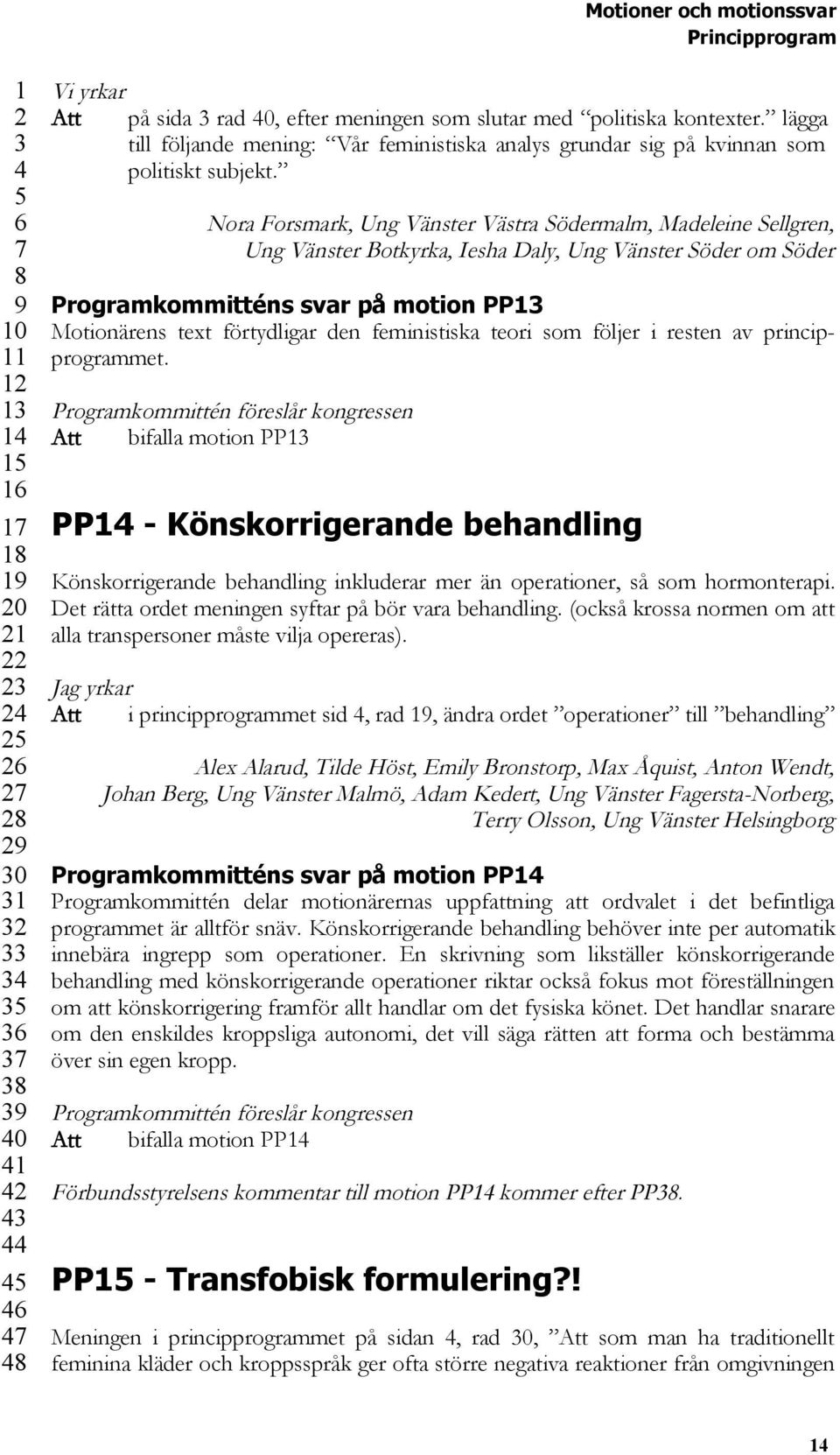 feministiska teori som följer i resten av principprogrammet.