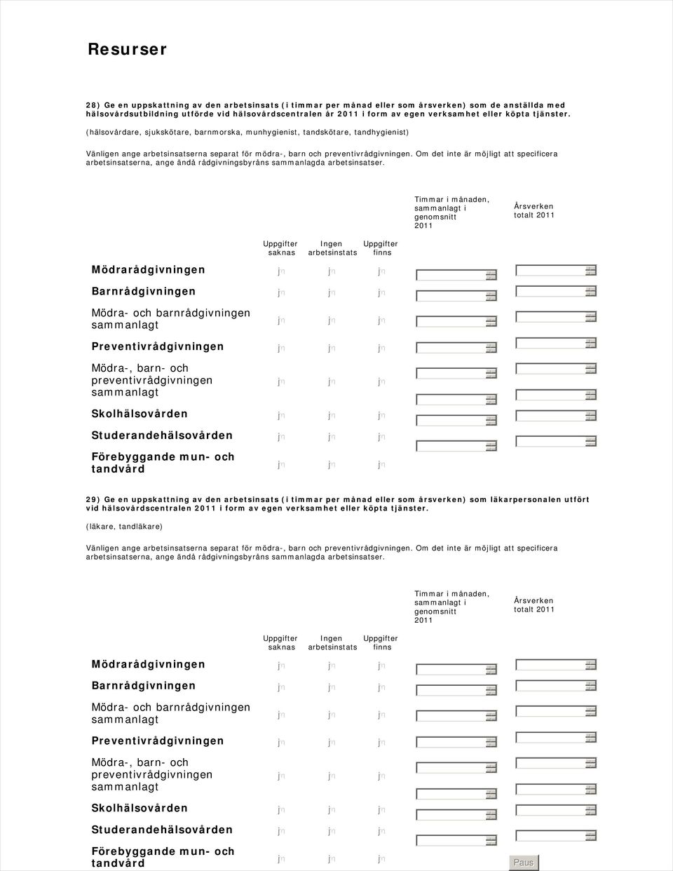 Om det inte är möjligt att specificera arbetsinsatserna, ange ändå rådgivningsbyråns sammanlagda arbetsinsatser.