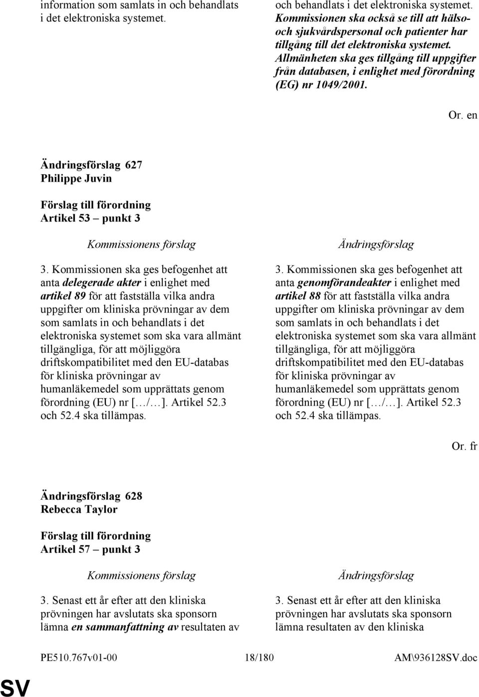 Kommissionen ska ges befogenhet att anta delegerade akter i enlighet med artikel 89 för att fastställa vilka andra uppgifter om kliniska prövningar av dem som samlats in och behandlats i det