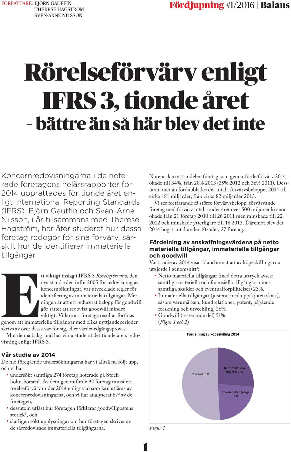 Björn Gauffin och Sven-Arne Nilsson, i år tillsammans med Therese Hagström, har åter studerat hur dessa företag redogör för sina förvärv, särskilt hur de identifierar immateriella tillgångar.