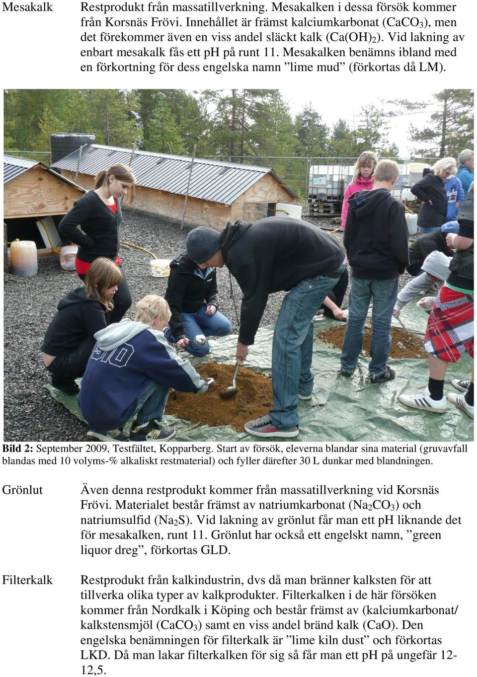 Mesakalken benämns ibland med en förkortning för dess engelska namn lime mud (förkortas då LM). Bild 2: September 2009, Testfältet, Kopparberg.