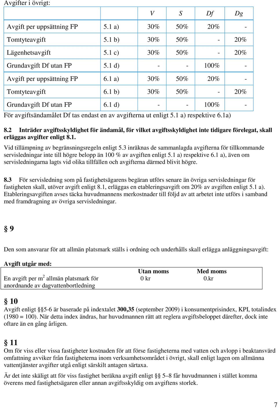 1 d) - - 100% - För avgiftsändamålet Df tas endast en av avgifterna ut enligt 5.1 a) respektive 6.1a) 8.