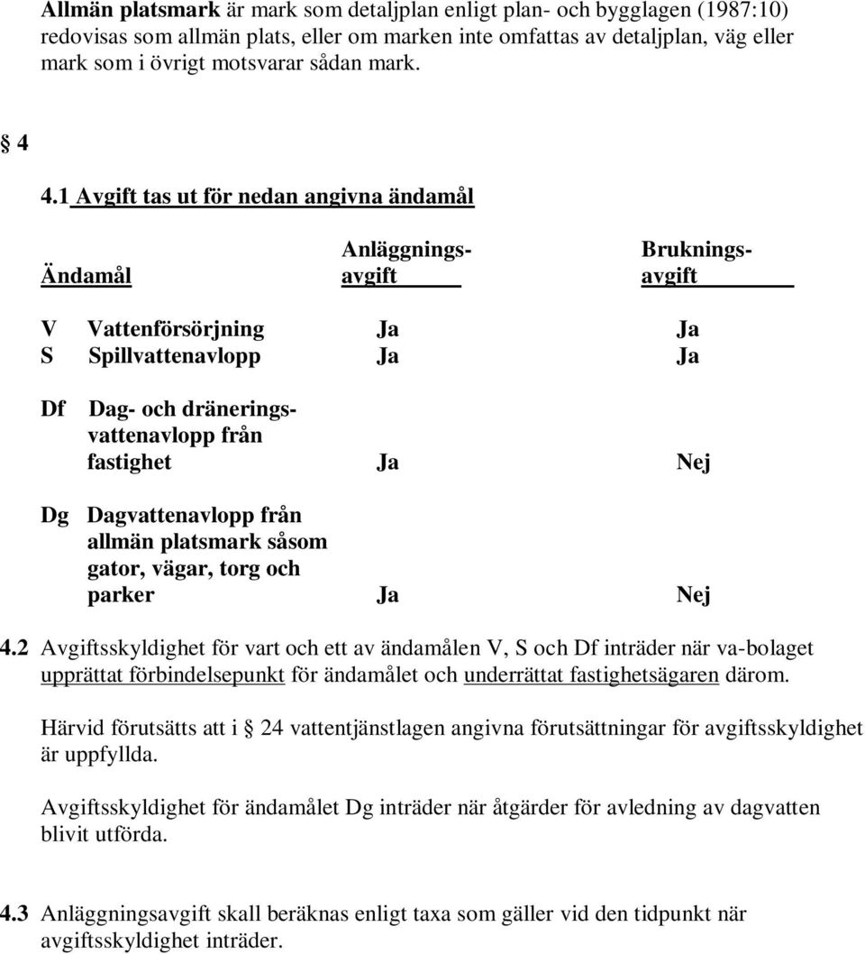 Nej Dg Dagvattenavlopp från allmän platsmark såsom gator, vägar, torg och parker Ja Nej 4.