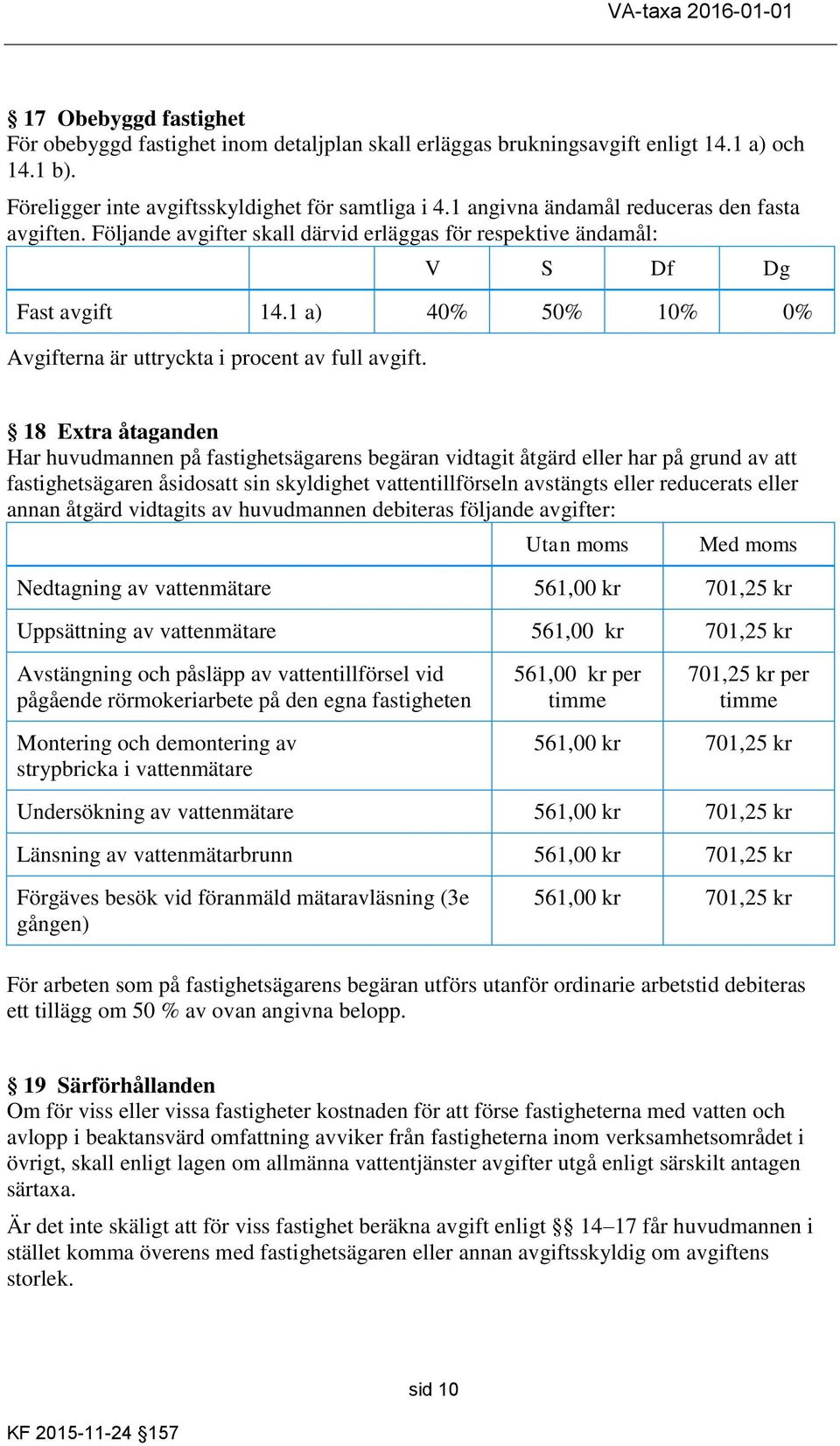 1 a) 40% 50% 10% 0% Avgifterna är uttryckta i procent av full avgift.