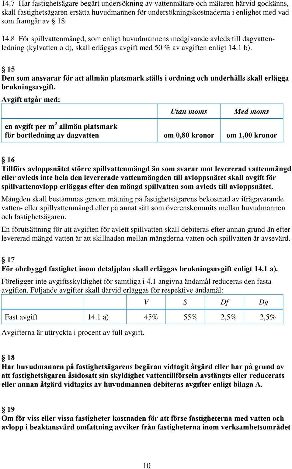 15 Den som ansvarar för att allmän platsmark ställs i ordning och underhålls skall erlägga brukningsavgift.