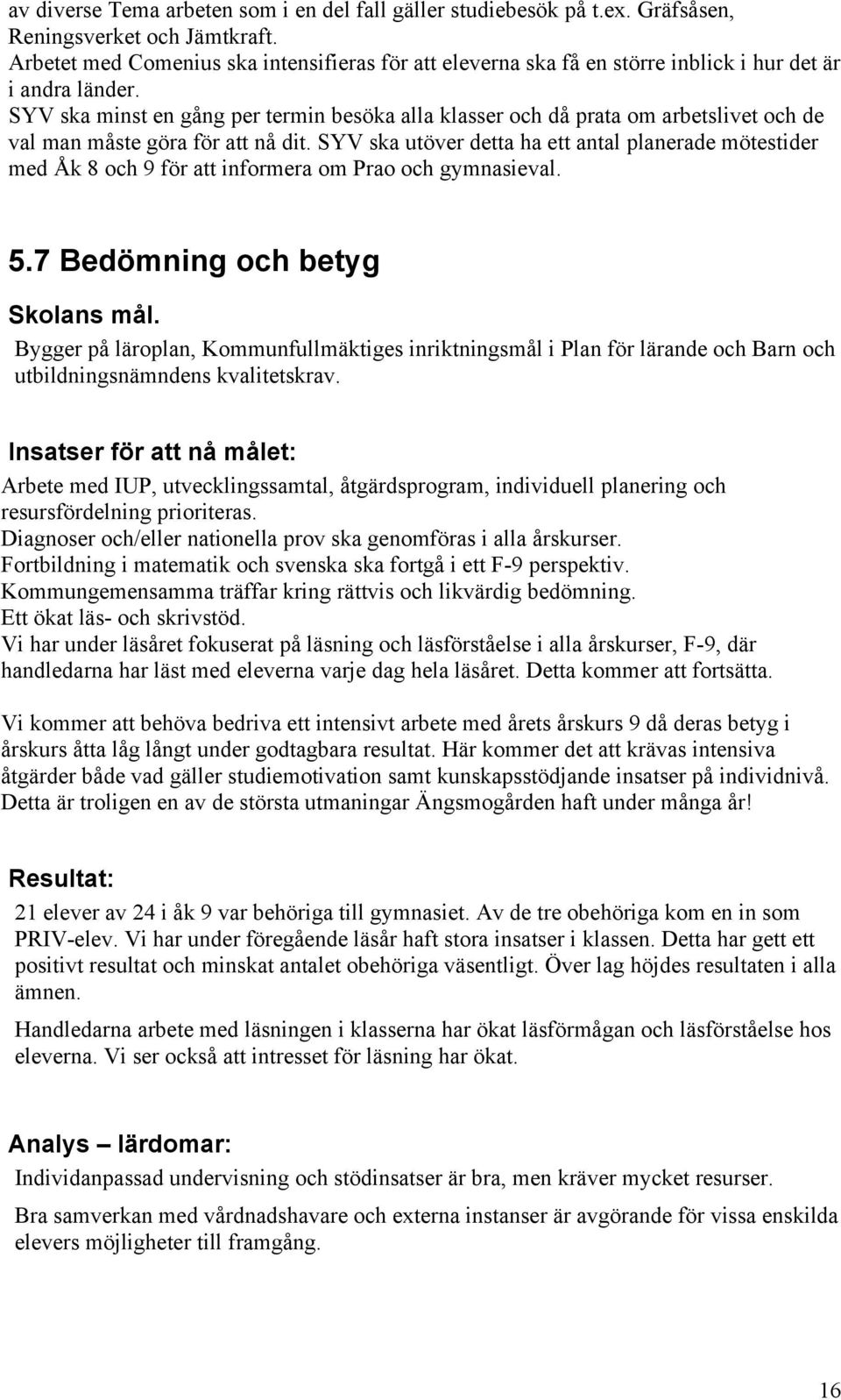 SYV ska minst en gång per termin besöka alla klasser och då prata om arbetslivet och de val man måste göra för att nå dit.
