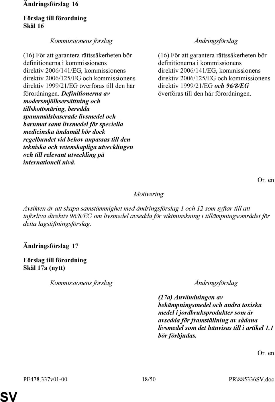 Definitionerna av modersmjölksersättning och tillskottsnäring, beredda spannmålsbaserade livsmedel och barnmat samt livsmedel för speciella medicinska ändamål bör dock regelbundet vid behov anpassas