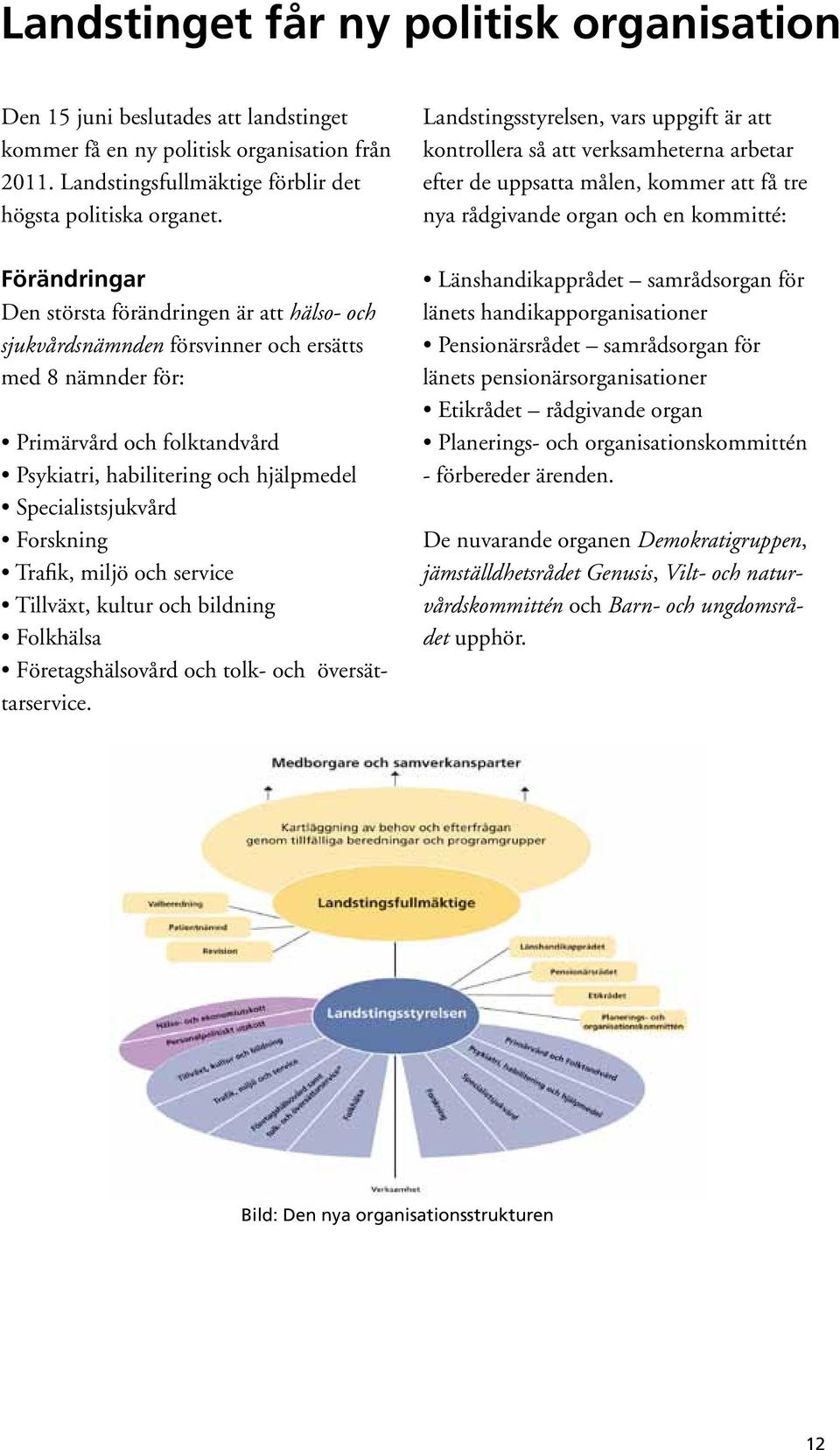 Specialistsjukvård Forskning Trafik, miljö och service Tillväxt, kultur och bildning Folkhälsa Företagshälsovård och tolk- och översättarservice.