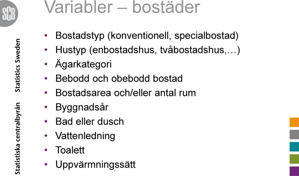 Ägarkategori Bebodd och obebodd bostad Bostadsarea