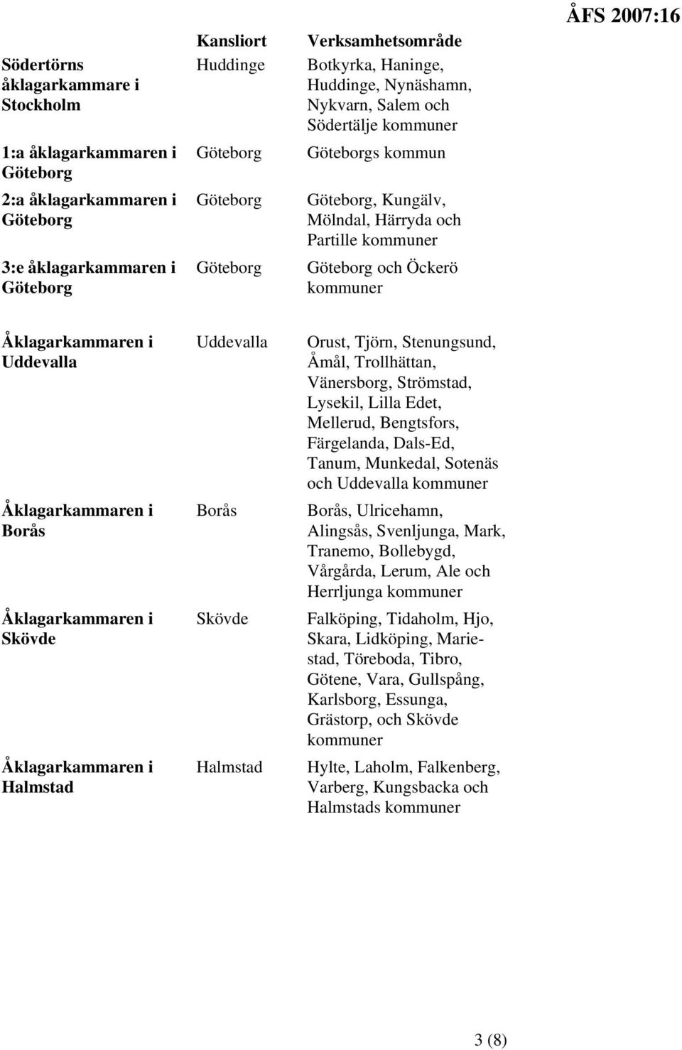 Edet, Mellerud, Bengtsfors, Färgelanda, Dals-Ed, Tanum, Munkedal, Sotenäs och Uddevalla Borås, Ulricehamn, Alingsås, Svenljunga, Mark, Tranemo, Bollebygd, Vårgårda, Lerum, Ale och Herrljunga