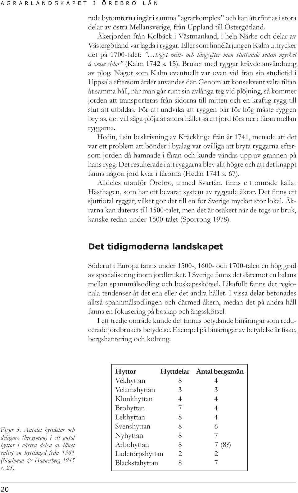 Eller som linnélärjungen Kalm uttrycker det på 1700-talet: högst mitt- och långsefter men sluttande sedan mycket å ömse sidor (Kalm 1742 s. 15). Bruket med ryggar krävde användning av plog.