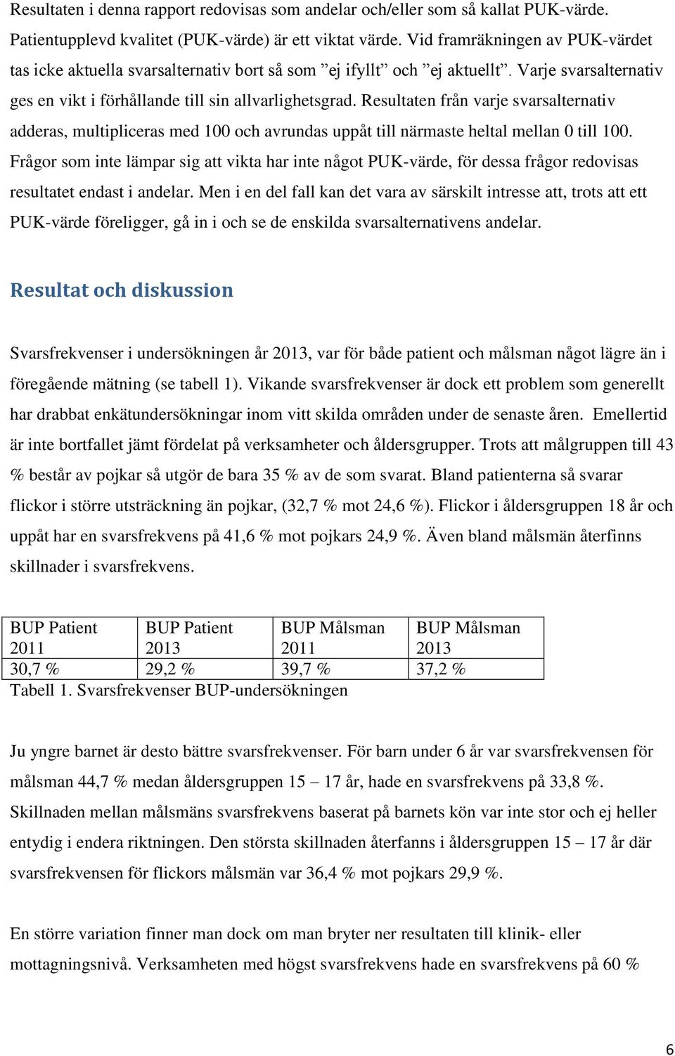 Resultaten från varje svarsalternativ adderas, multipliceras med 100 och avrundas uppåt till närmaste heltal mellan 0 till 100.