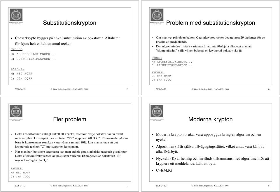 Den något mindre triviala varianten är att inte förskjuta alfabetet utan att slumpmässigt välja vilken bokstav en krypterad bokstav ska få NYCKEL M: ABCDEFGHIJKLMNOPQ... C: PILKMUJYGNBVRFDCE.