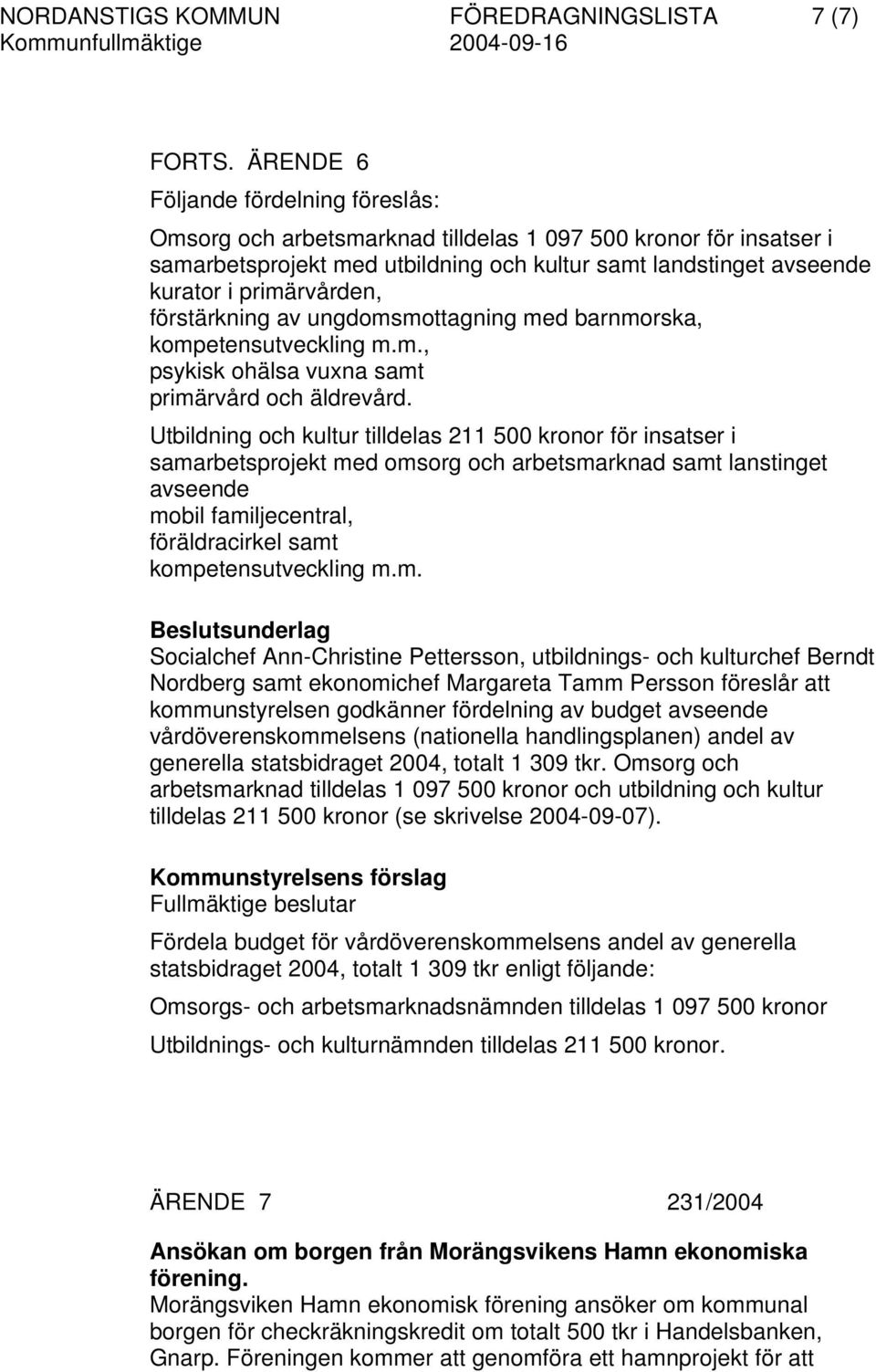 förstärkning av ungdomsmottagning med barnmorska, kompetensutveckling m.m., psykisk ohälsa vuxna samt primärvård och äldrevård.