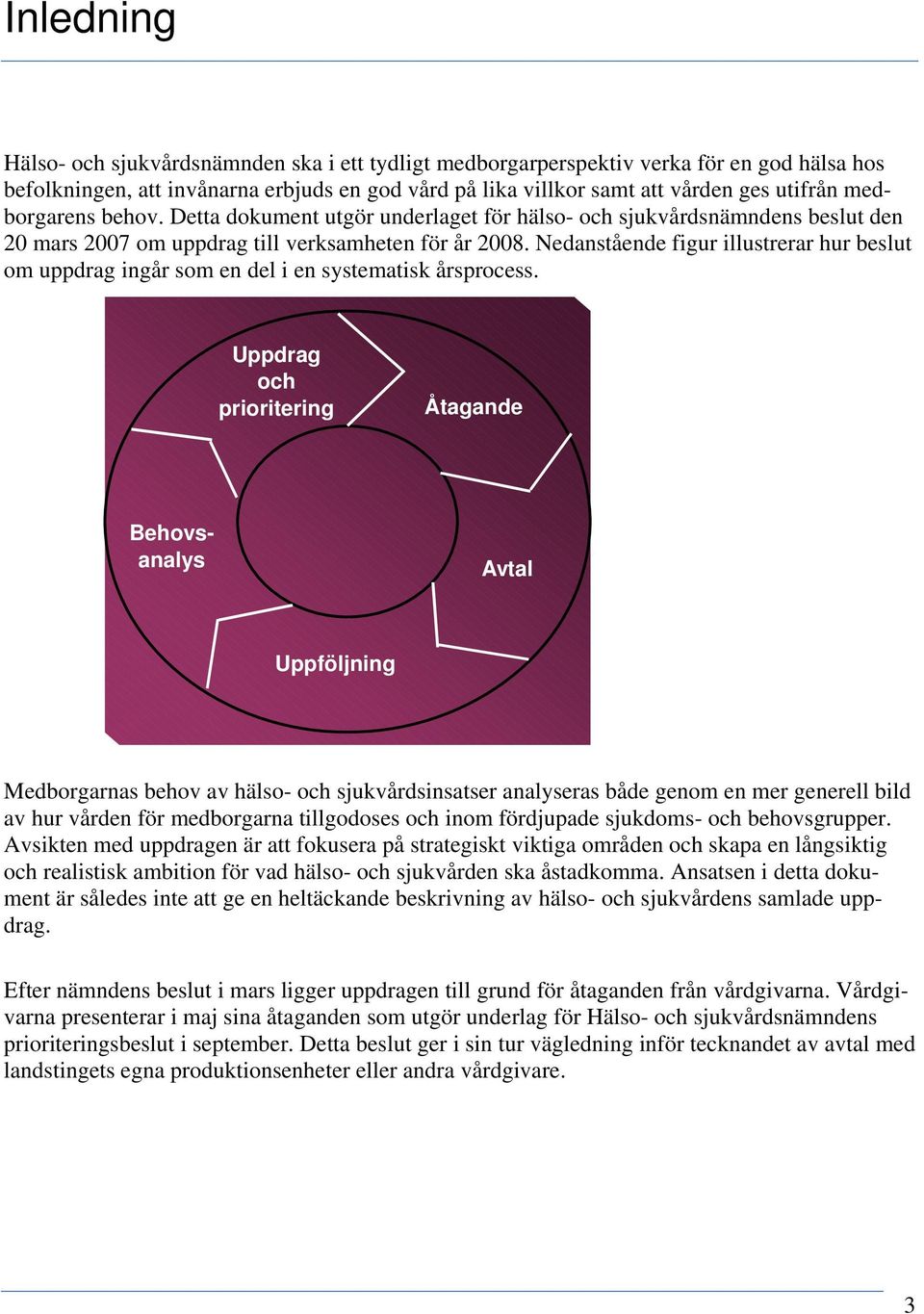 Nedanstående figur illustrerar hur beslut om uppdrag ingår som en del i en systematisk årsprocess.