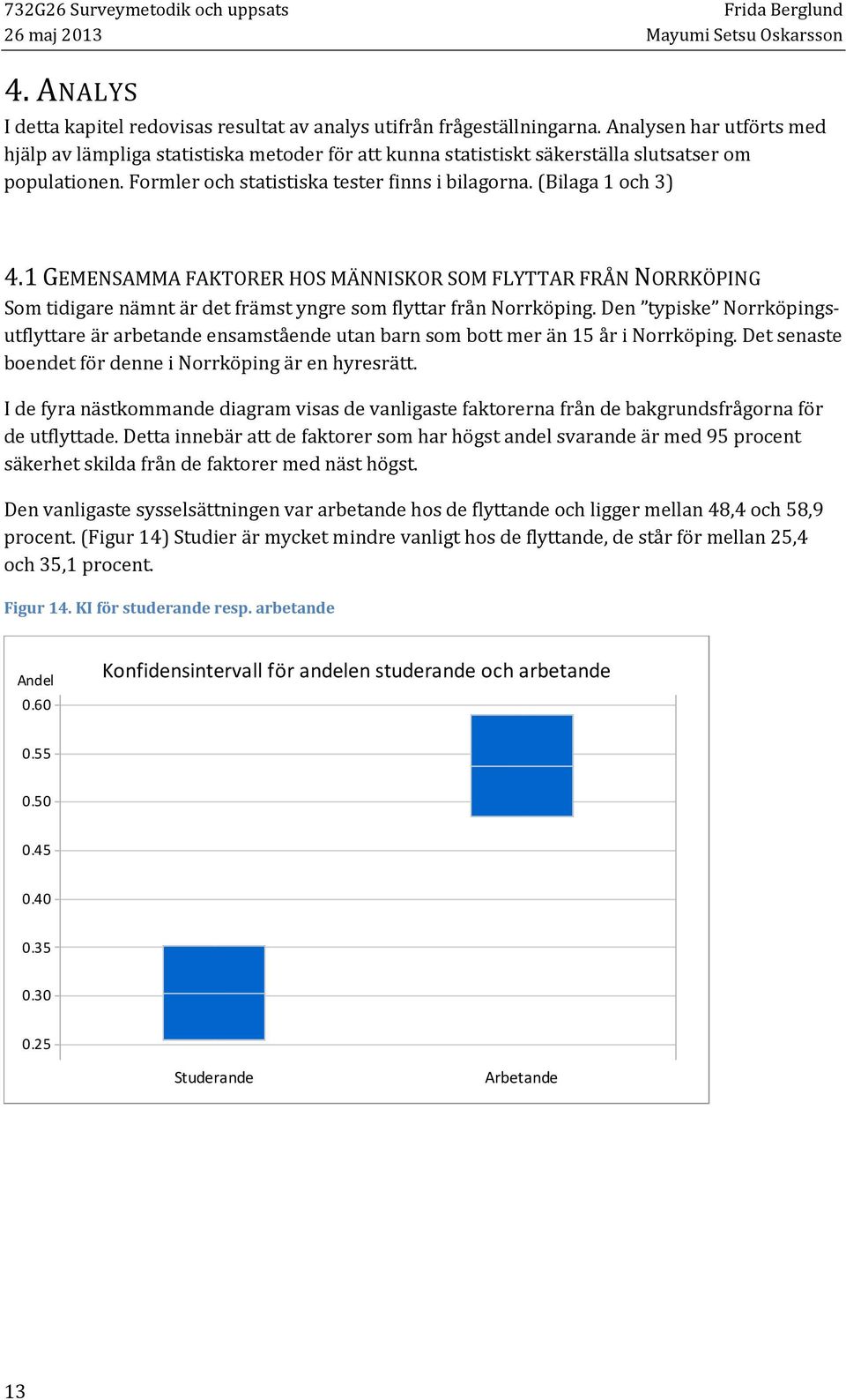 1 GEMENSAMMA FAKTORER HOS MÄNNISKOR SOM FLYTTAR FRÅN NORRKÖPING Som tidigare nämnt är det främst yngre som flyttar från Norrköping.