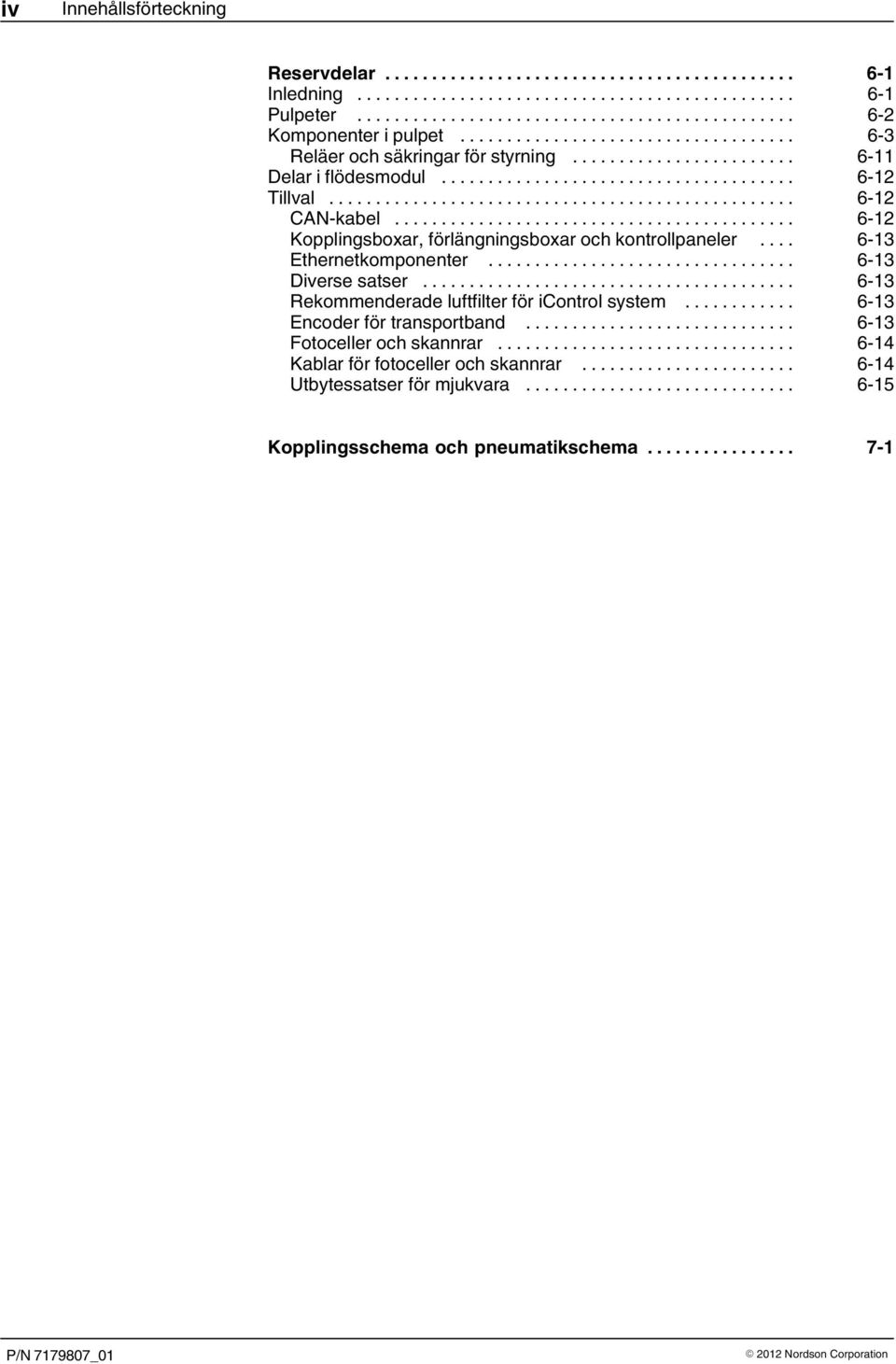 .. 6 13 Ethernetkomponenter... 6 13 Diverse satser... 6 13 Rekommenderade luftfilter för icontrol system... 6 13 Encoder för transportband.