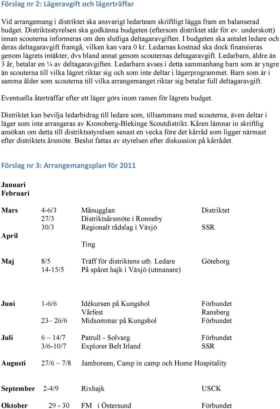 I budgeten ska antalet ledare och deras deltagaravgift framgå, vilken kan vara 0 kr. Ledarnas kostnad ska dock finansieras genom lägrets intäkter, dvs bland annat genom scouternas deltagaravgift.