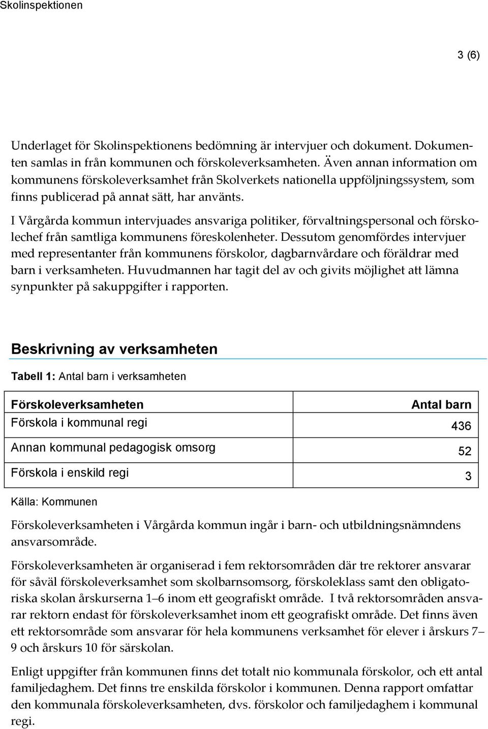 I Vårgårda kommun intervjuades ansvariga politiker, förvaltningspersonal och förskolechef från samtliga kommunens föreskolenheter.