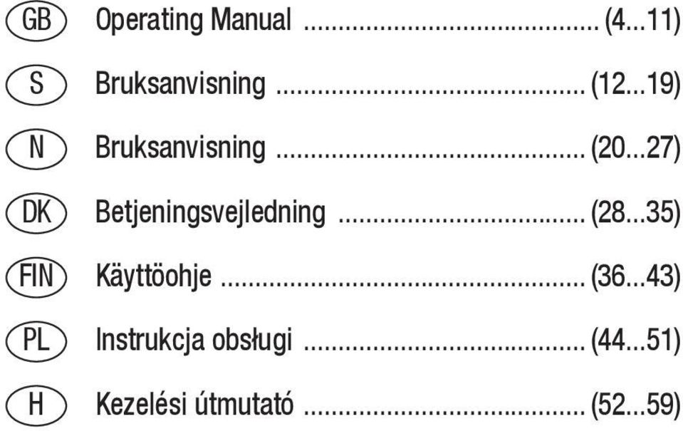 ..27) Betjeningsvejledning... (28...35) Käyttöohje... (36.