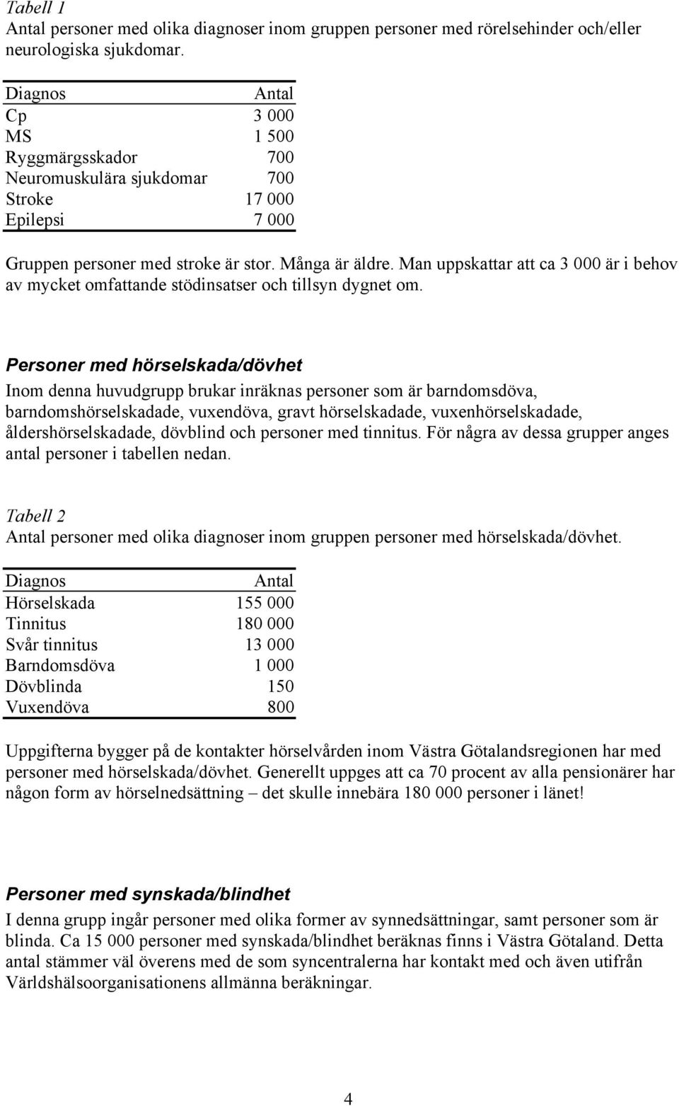 Man uppskattar att ca 3 000 är i behov av mycket omfattande stödinsatser och tillsyn dygnet om.