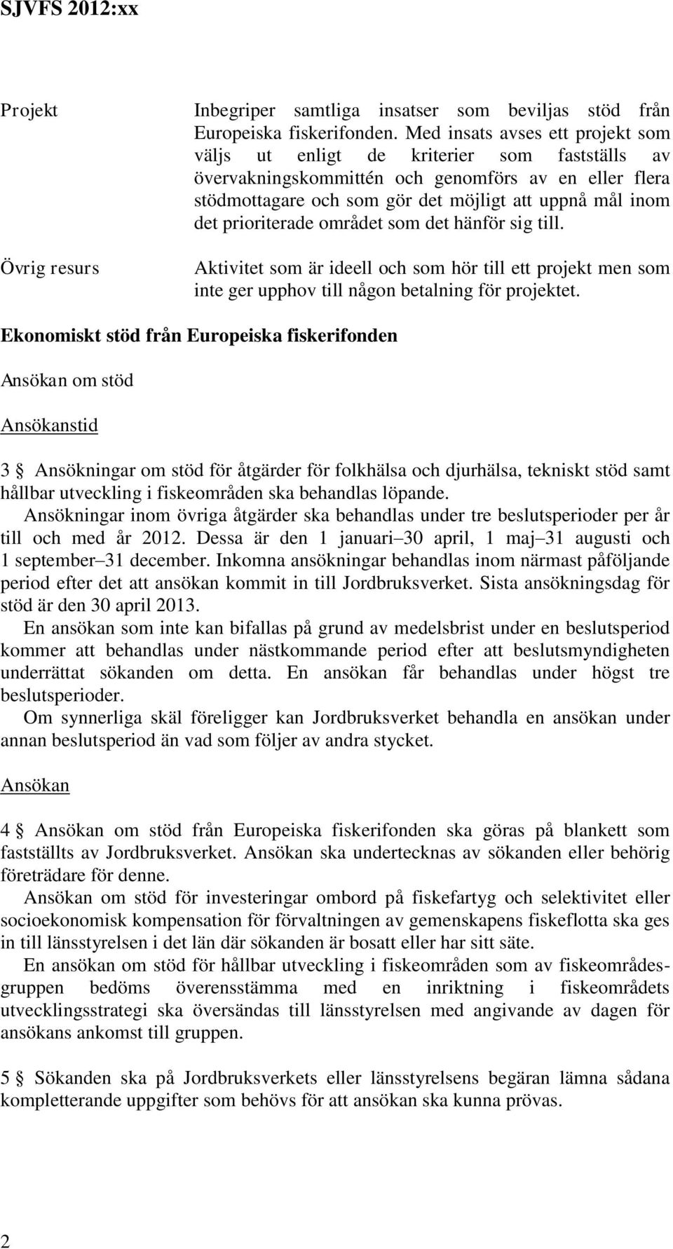 prioriterade området som det hänför sig till. Aktivitet som är ideell och som hör till ett projekt men som inte ger upphov till någon betalning för projektet.