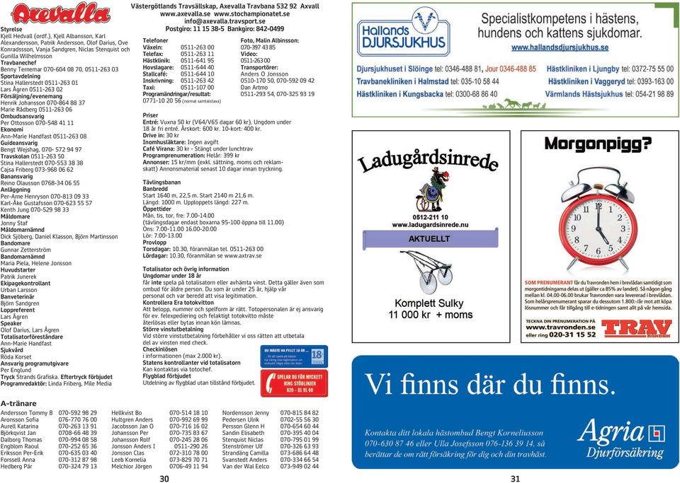 Sportavdelning Stina Hallerstedt 0511-263 01 Lars Ågren 0511-263 02 Försäljning/evenemang Henrik Johansson 070-864 88 37 Marie Rådberg 0511-263 06 Ombudsansvarig Per Ottosson 070-548 41 11 Ekonomi