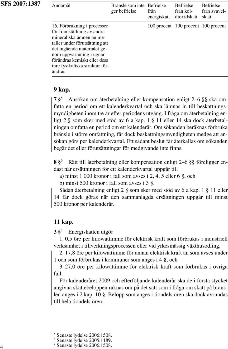 fysikaliska struktur förändras Bränsle som inte ger befrielse från energiskatt från koldioxidskatt från svavelskatt 9 kap.