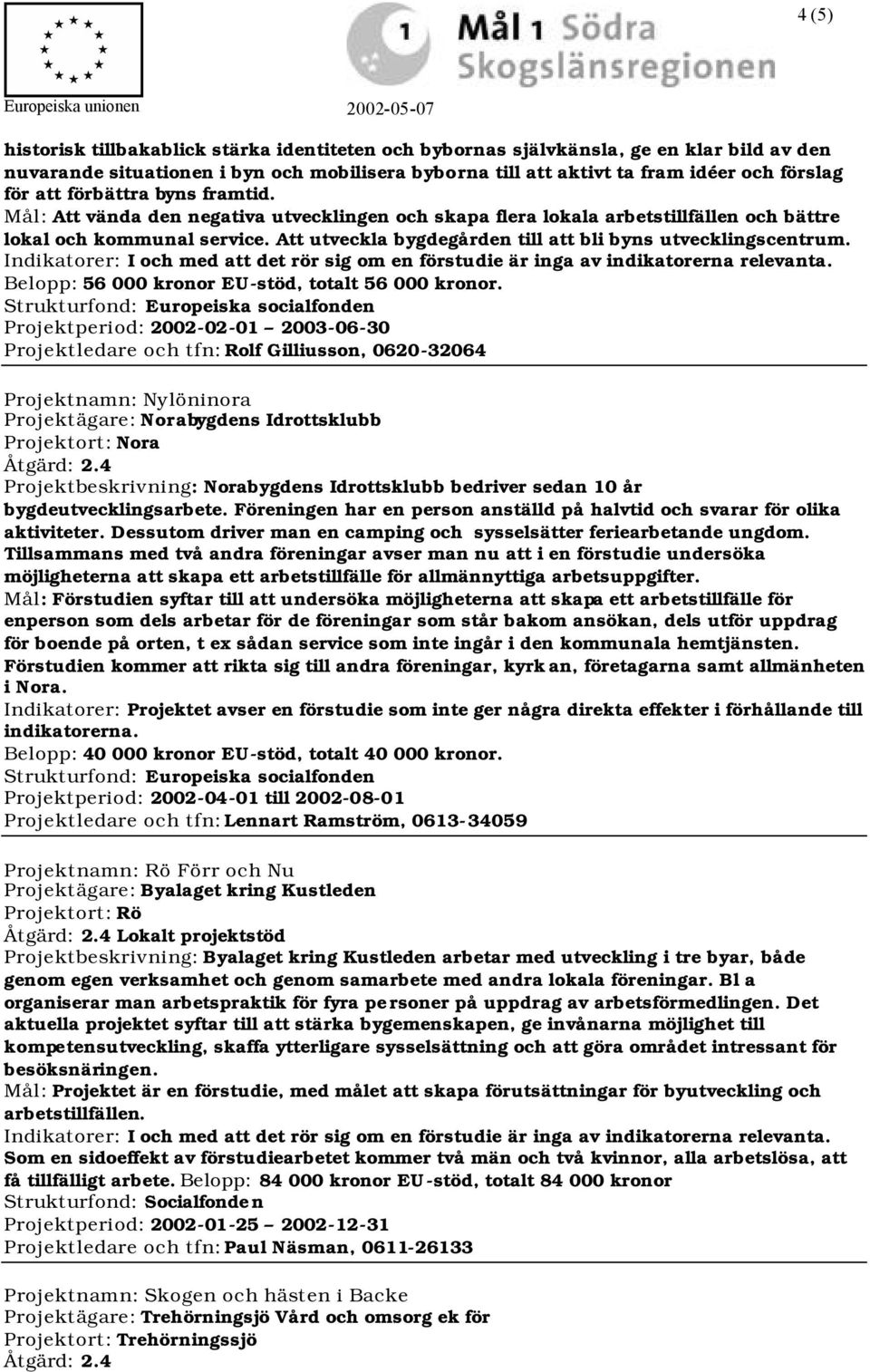 Att utveckla bygdegården till att bli byns utvecklingscentrum. Belopp: 56 000 kronor EU-stöd, totalt 56 000 kronor.