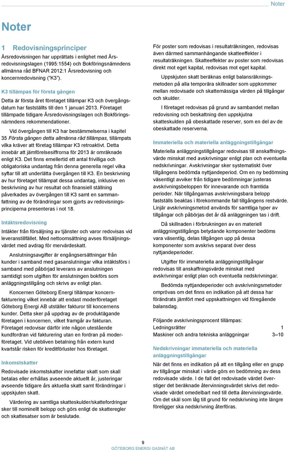 Företaget tillämpade tidigare Årsredovisningslagen och Bokföringsnämndens rekommendationer.