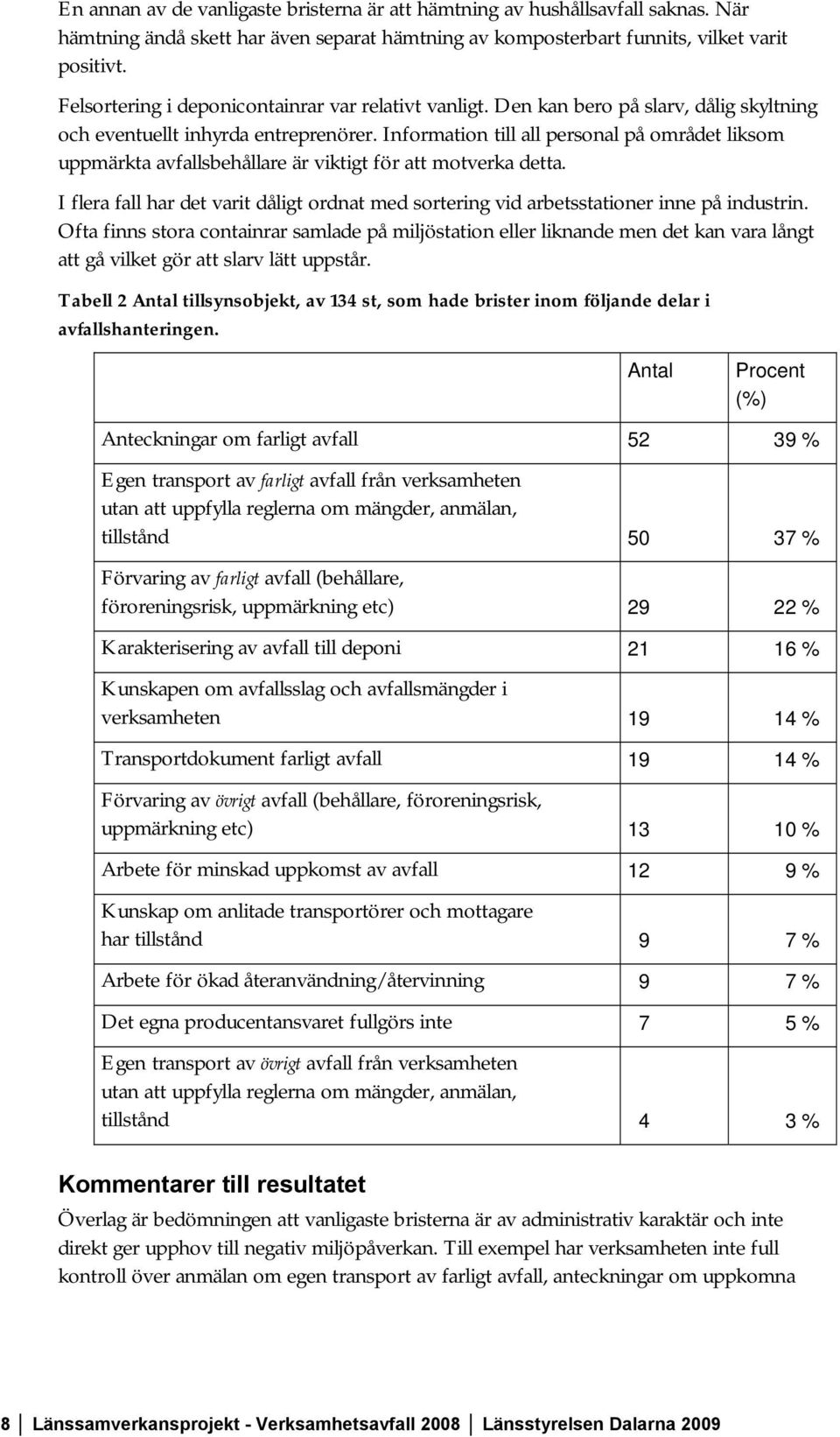 Information till all personal på området liksom uppmärkta avfallsbehållare är viktigt för att motverka detta.