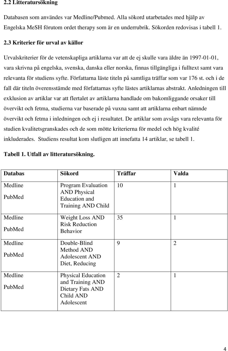 tillgängliga i fulltext samt vara relevanta för studiens syfte. Författarna läste titeln på samtliga träffar som var 176 st.