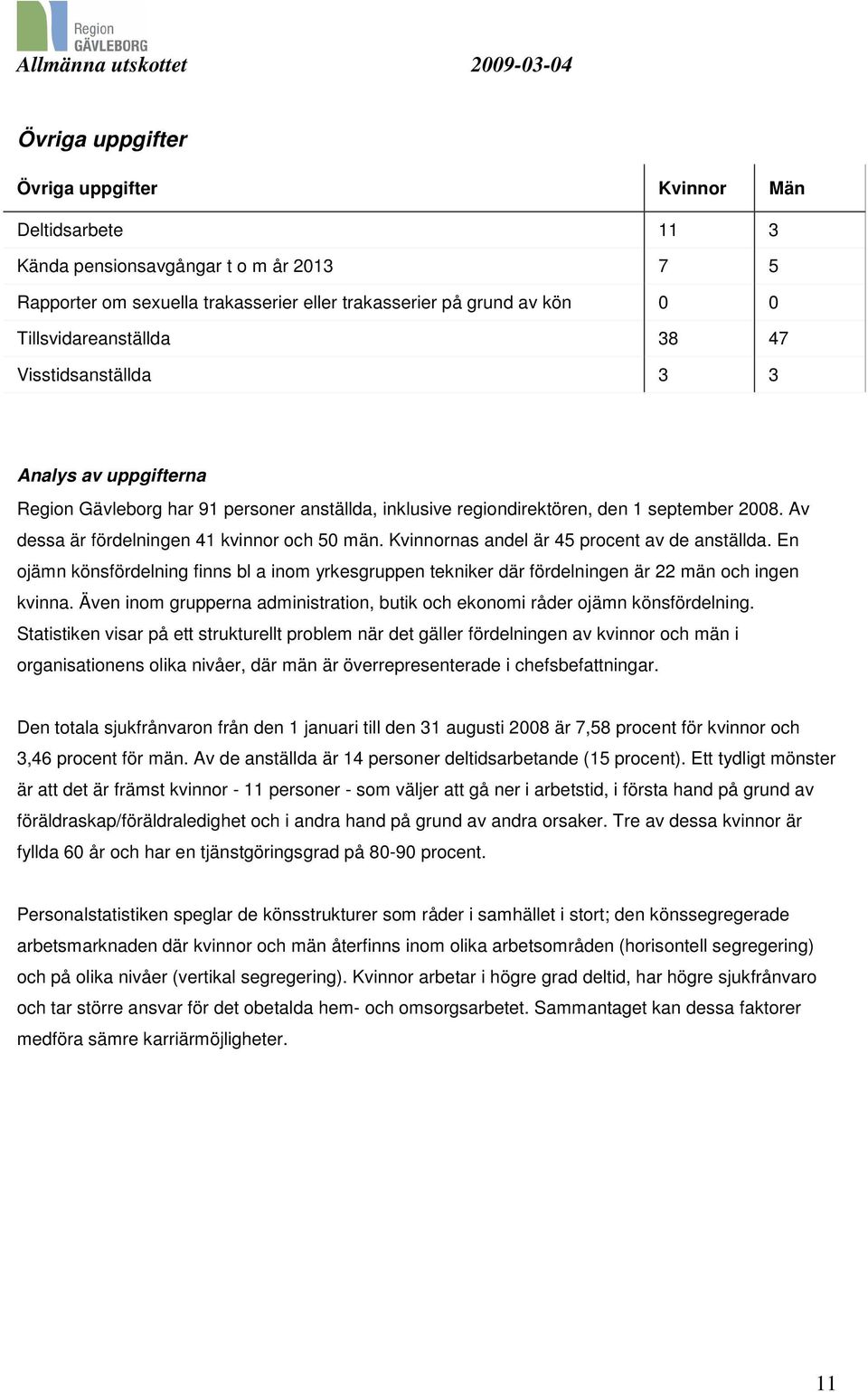 Av dessa är fördelningen 41 kvinnor och 50 män. Kvinnornas andel är 45 procent av de anställda.