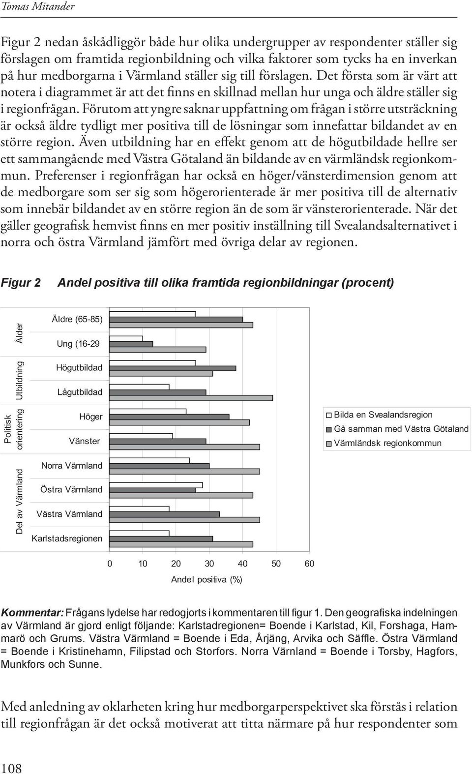 Förutom att yngre saknar uppfattning om frågan i större utsträckning är också äldre tydligt mer positiva till de lösningar som innefattar bildandet av en större region.