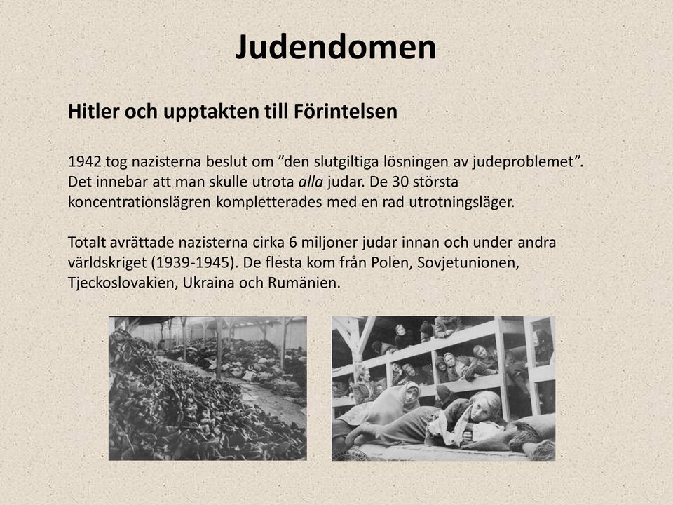 De 30 största koncentrationslägren kompletterades med en rad utrotningsläger.